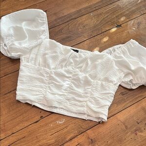 Forever 21 White Smocked Crop Top